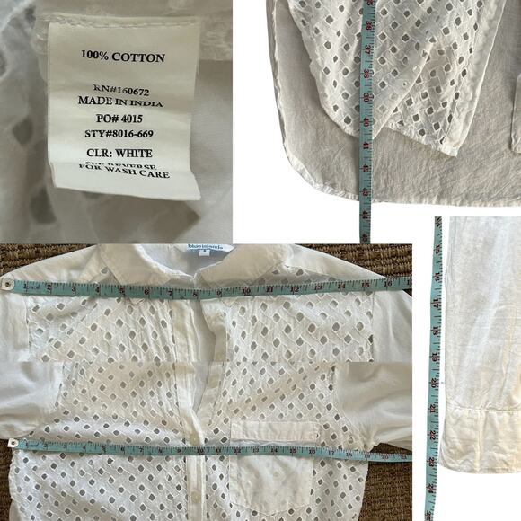 Blue Island White Eyelet Button Shirt Dress – Size S - Picture 6 of 6